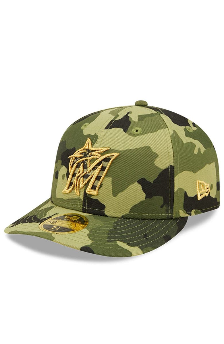 New Era Men's New Era Camo Miami Marlins 2022 Armed Forces Day On-Field Low Profile 59FIFTY, Alternate, color, 