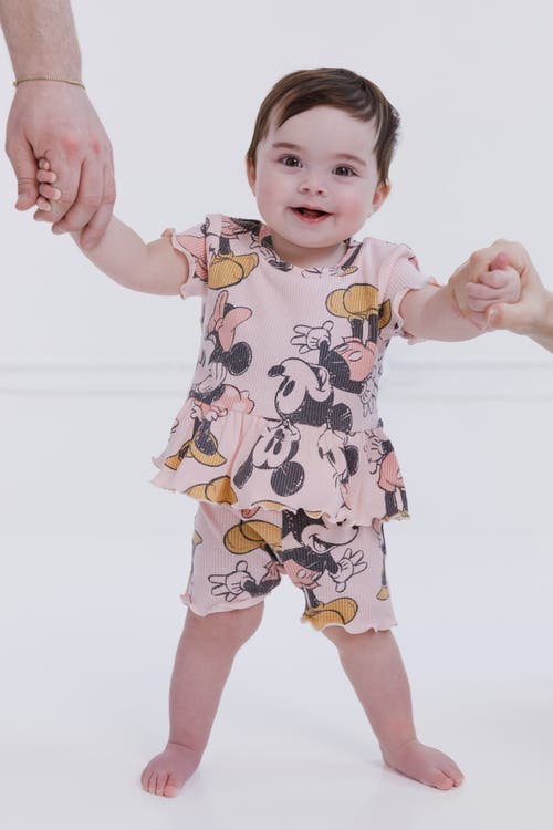 Disney Ribbed T-shirt & Shorts Set In Multi