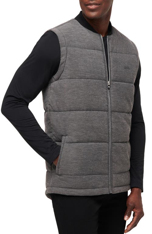 Travismathew Climate Drop Quilted Vest In Heather Black