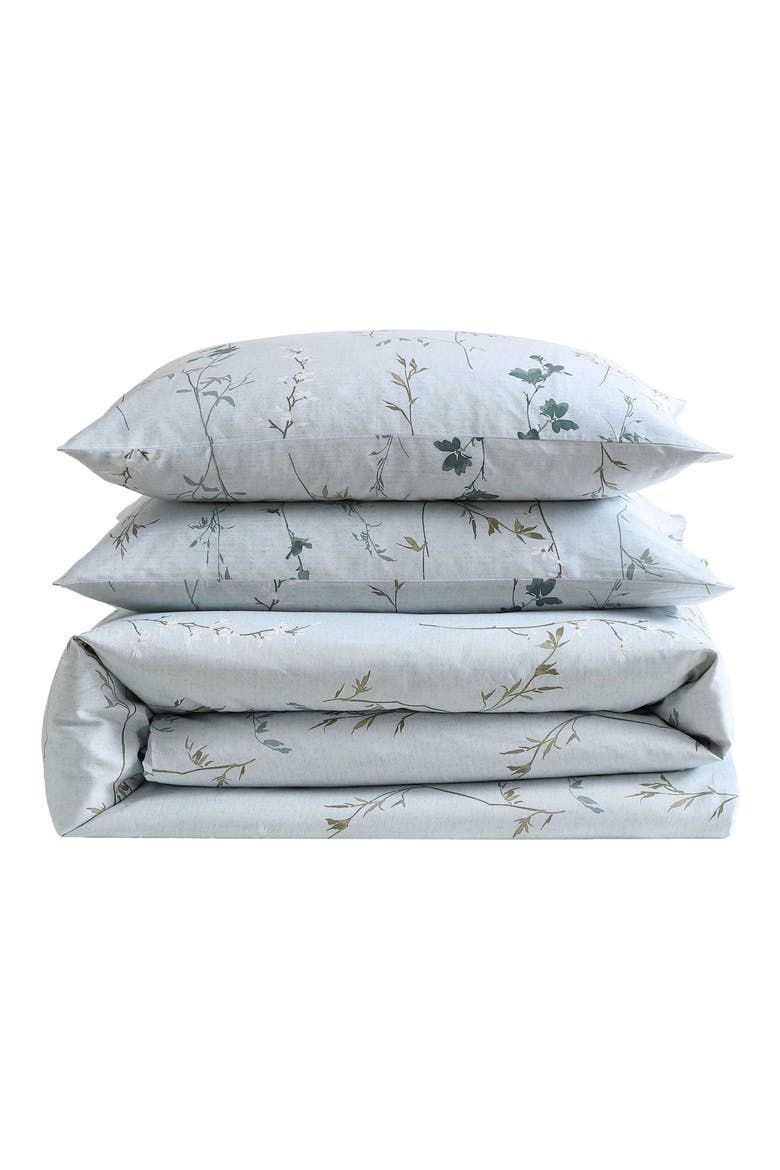 Wildflower 300 Thread Count Cotton Comforter & Shams Set, Main, color, DUSTY BLUE