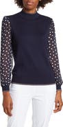 BY DESIGN Leila Mock Neck Chiffon Sleeve Sweater