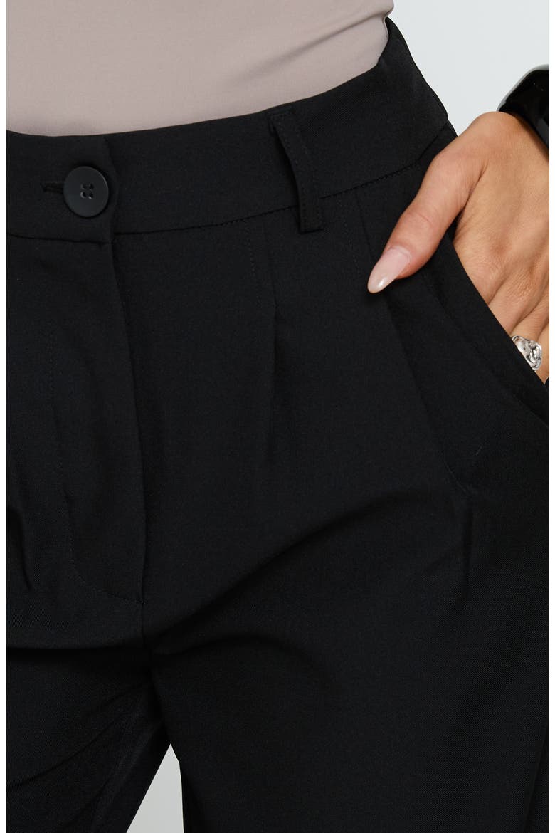 Archer Pleated High Waist Straight Leg Pants, Alternate, color, BLACK