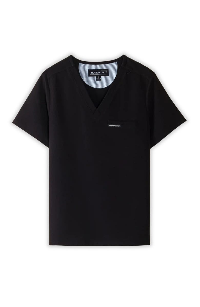 Members Only Bari 1-Pocket Scrub Top, Alternate, color, Black