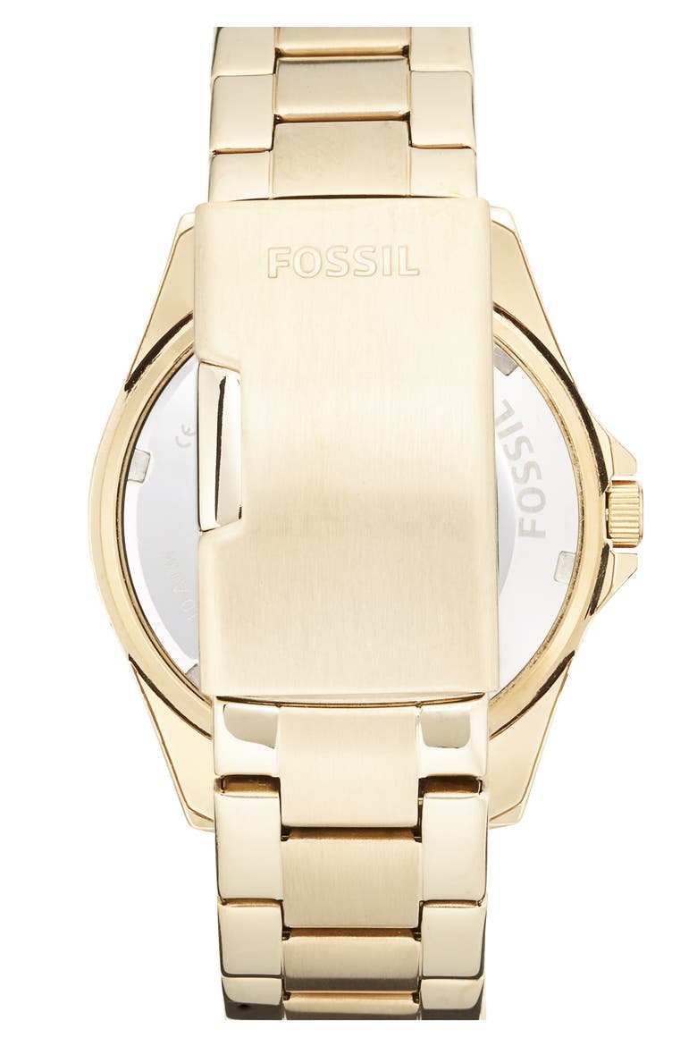 'Riley' Round Crystal Bezel Bracelet Watch, 38mm, Alternate, color, GOLD