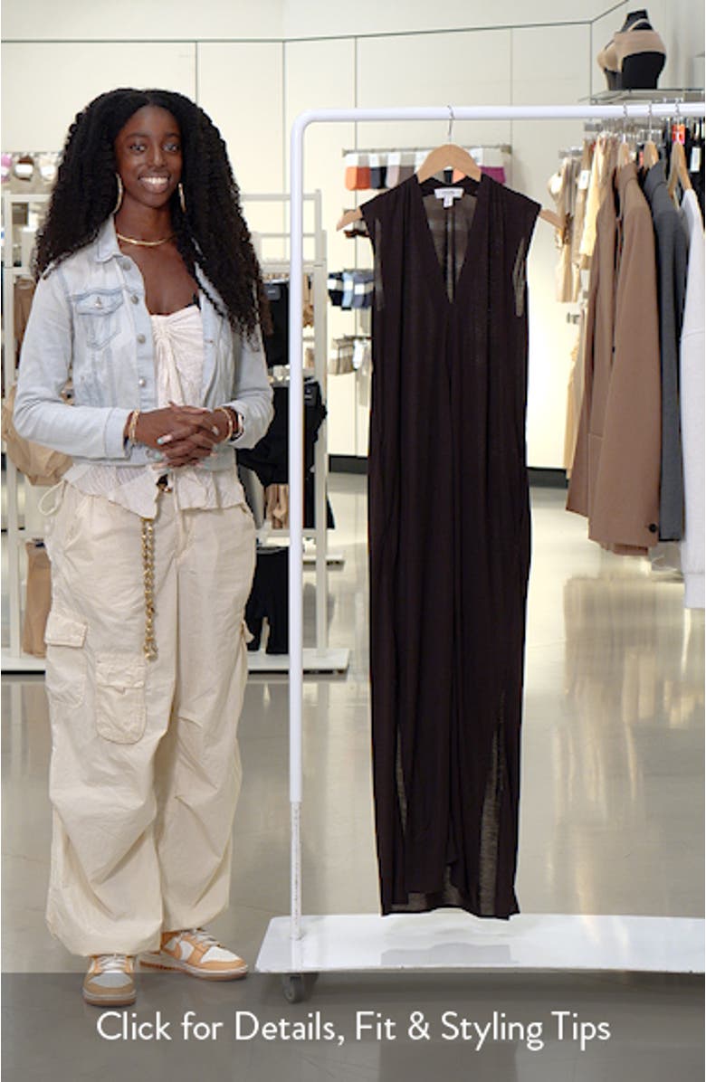 Draped V-Neck Sleeveless Maxi Dress, sales video thumbnail