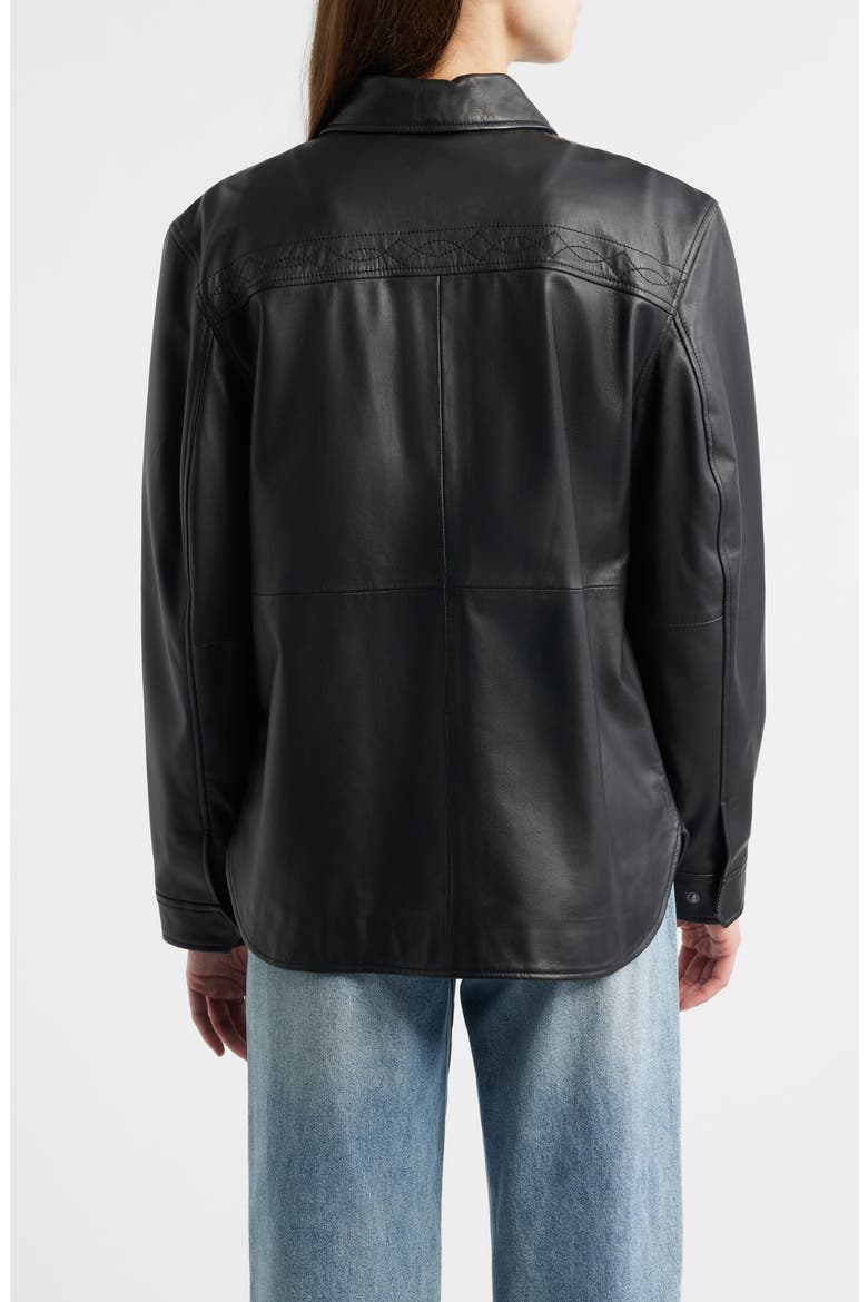 Leather Shirt Jacket, Alternate, color, BLACK