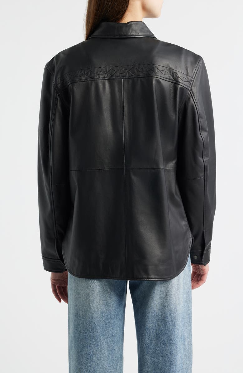 Frye Leather Shirt Jacket, Alternate, color, Black