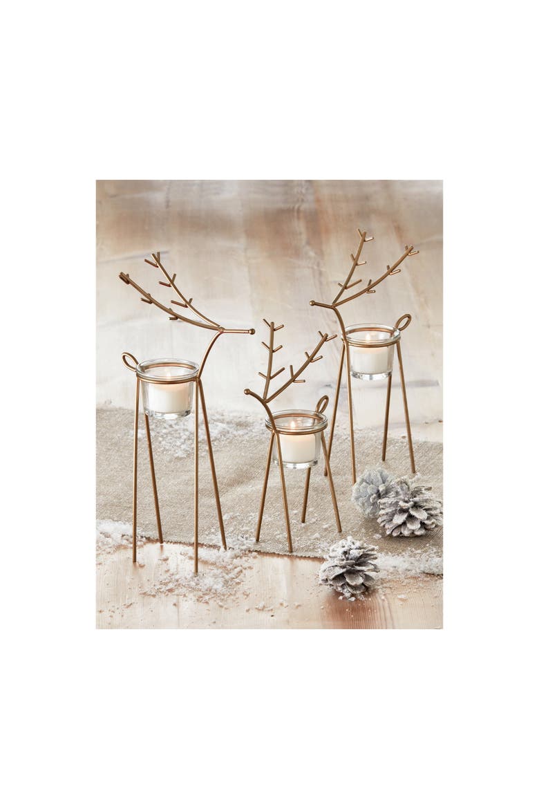 Gold Christmas Reindeer Large Tealight Candle Holder, Alternate, color, Gold
