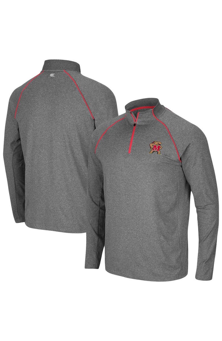 COLOSSEUM Men's Colosseum Heathered Charcoal Maryland Terrapins Robert Raglan Quarter-Zip Jacket, Alternate, color,