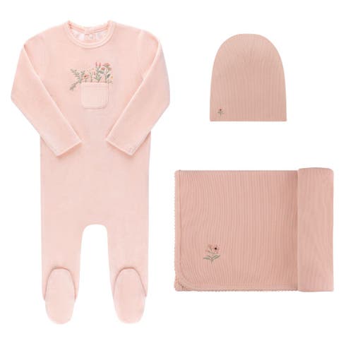 Ely's & Co. Kids'  Velour Pocket Full Of Flowers Collection In Pink