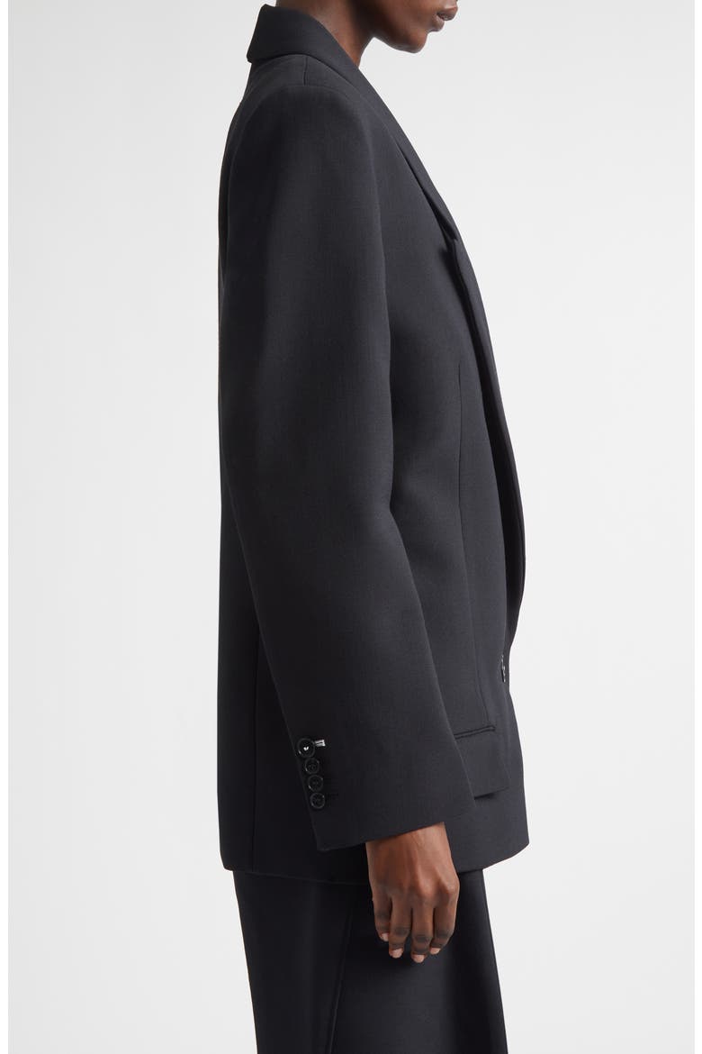 Elongated Lapel Detail Double Breasted Jacket, Alternate, color, BLACK
