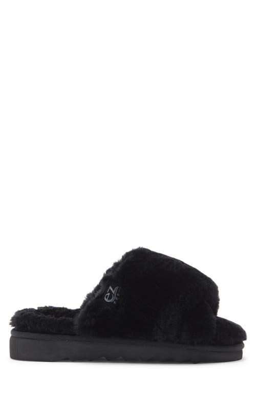 Ez Feet Genuine Shearling Mule In Black