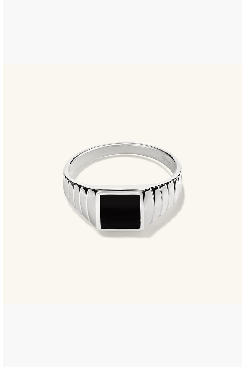 Black Onyx Square Signet Ring, Alternate, color, Sterling Silver