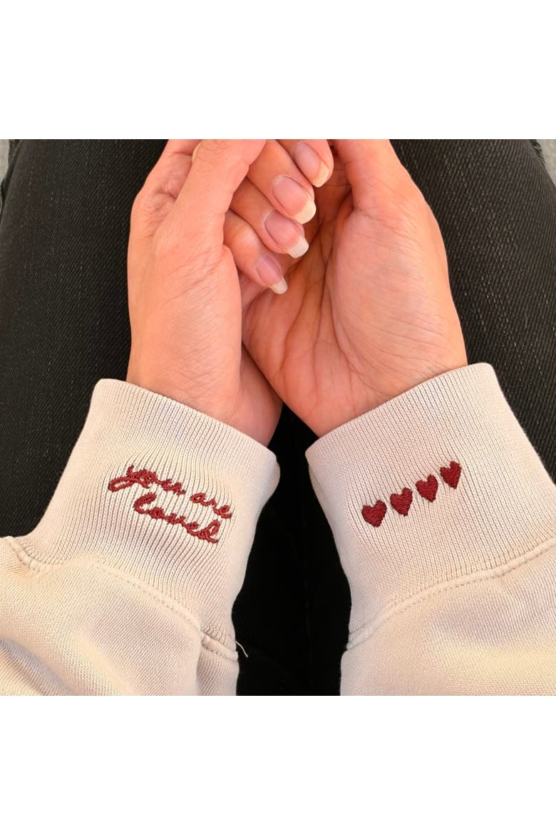 You Are Loved/Hearts Sweatshirt + Manifestation Kit, Alternate, color, Bone