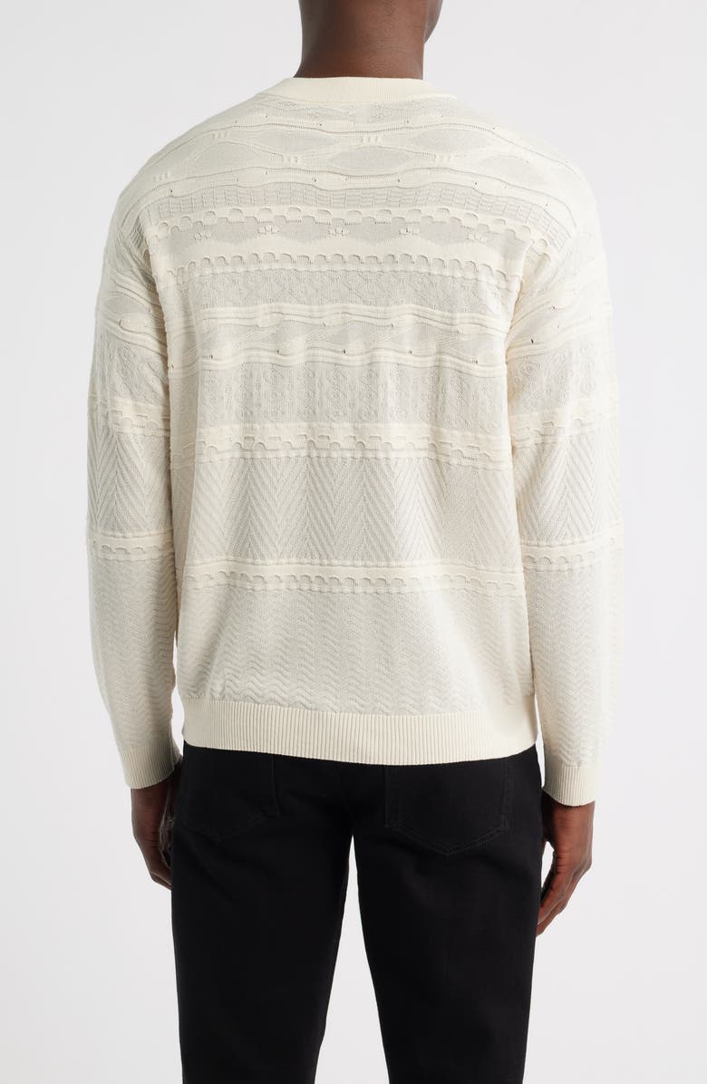 Emporio Armani Textured Knit Henley Sweater, Alternate, color, Cream