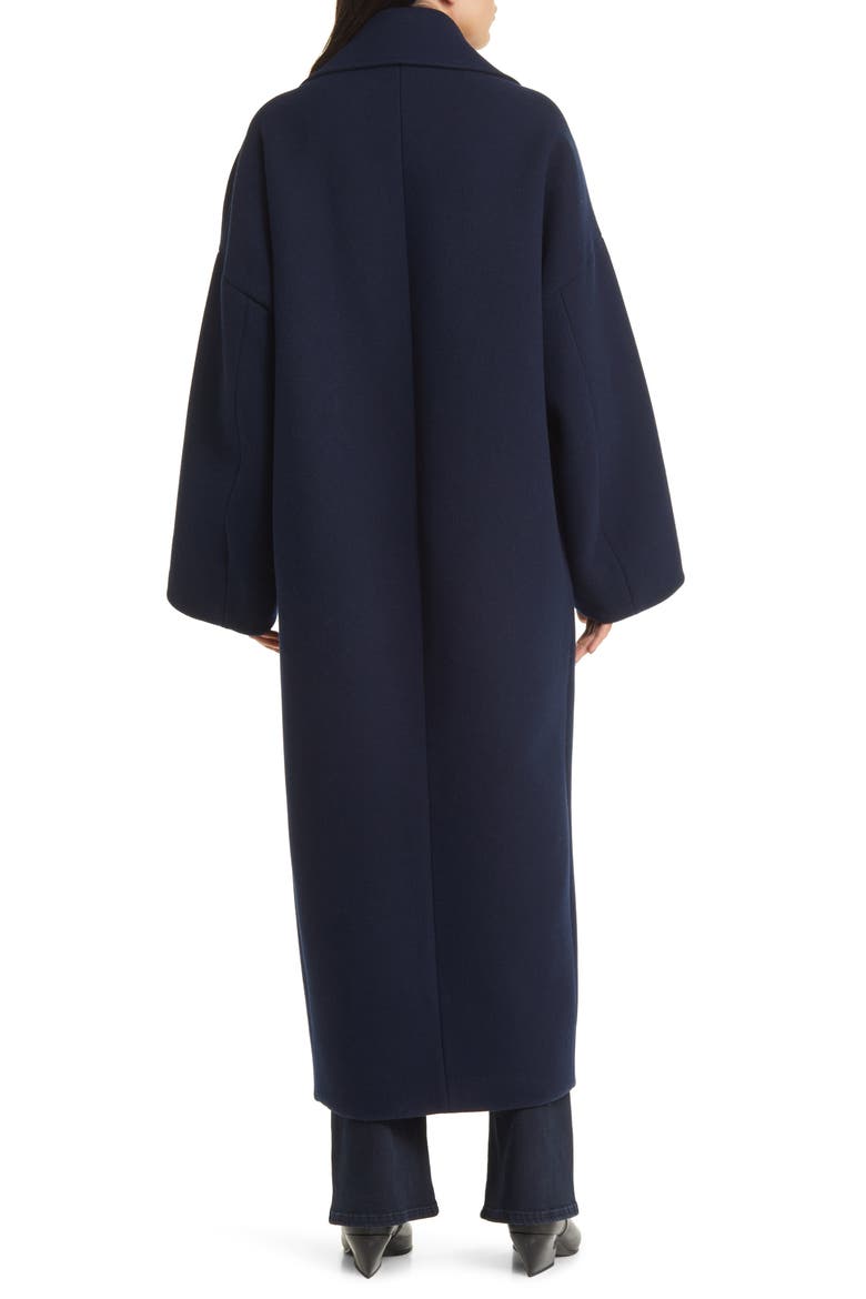 Double Breasted Wool Cocoon Coat, Alternate, color, NAVY