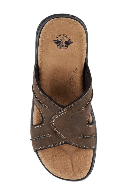 Dockers Mens Criss-cross Manmade Slide Sandals In Dark Brown