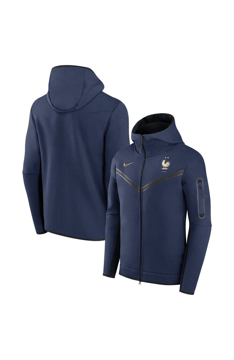Nike Men's Nike Blue France National Team Logo Tech Fleece Full-Zip Hoodie, Alternate, color,