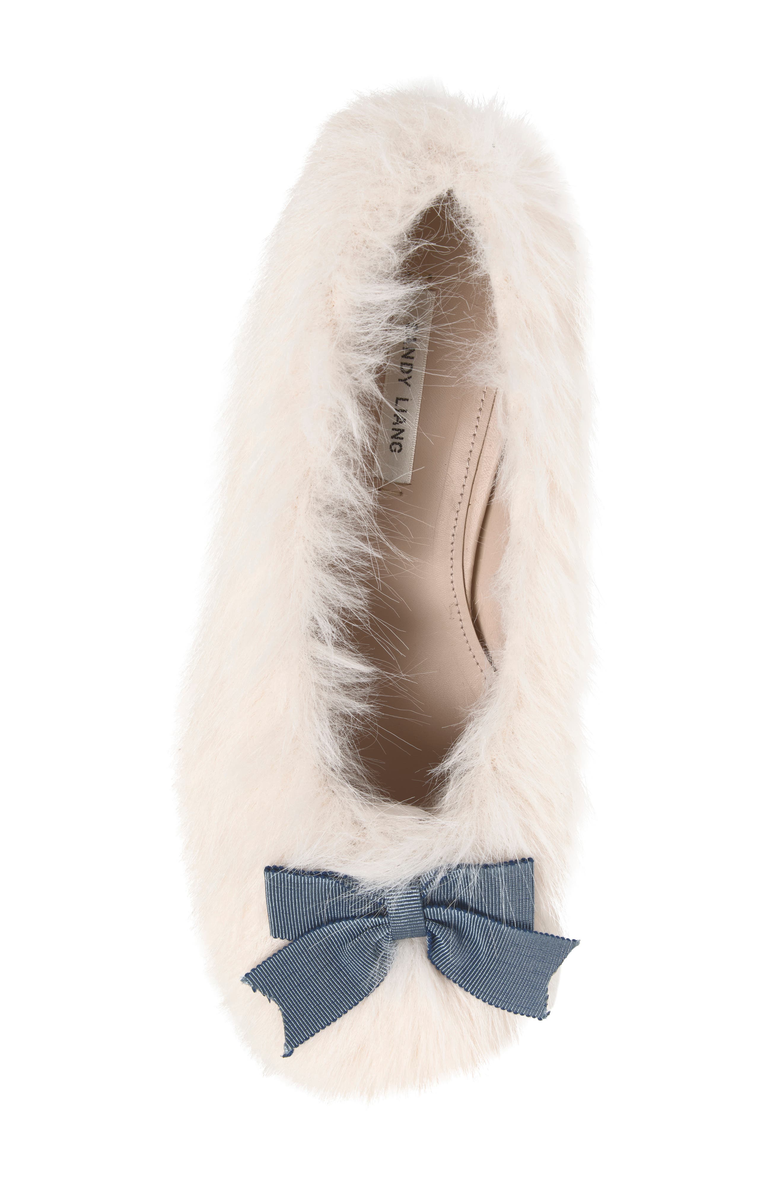 Furry Slipper Pump, Alternate, color, WHITE