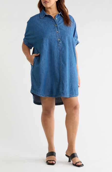 Chambray Polo Shift Dress