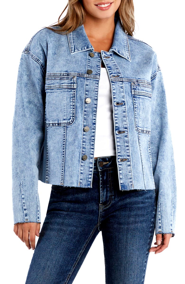 Wash Lab Denim Fetching Boxy Denim Jacket, Main, color, Fetching Blue