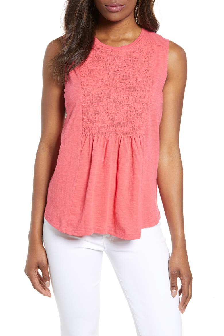 Smocked Bib Top, Main, color, RED CHATEAUX