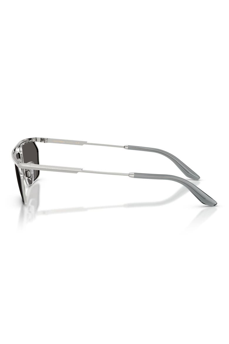 60mm Rectangular Sunglasses, Alternate, color, SILVER/ MATTE BLACK / GREY