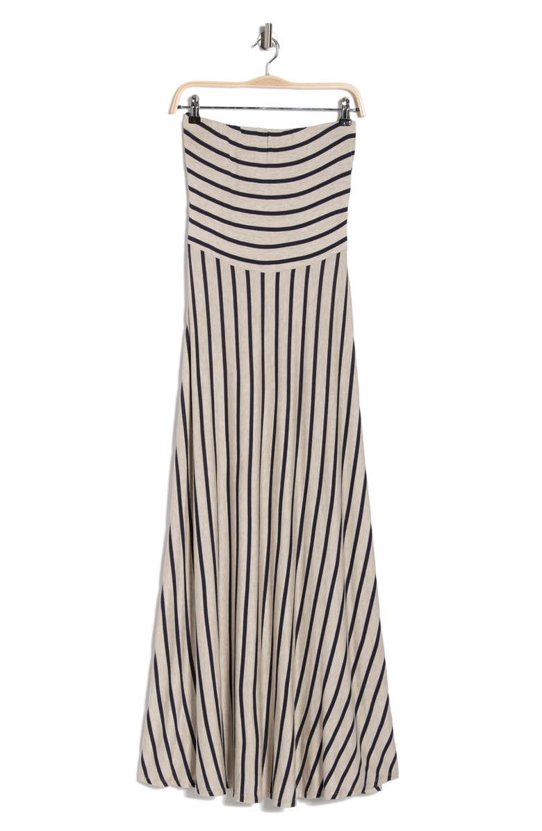 WEST K EI Striped Strapless Maxi Dress, Alternate, color, Oatmeal Stripe