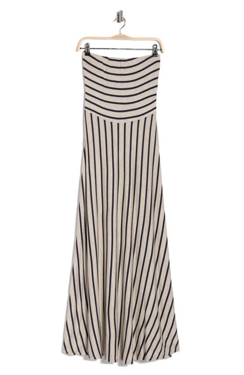 EI Striped Strapless Maxi Dress
