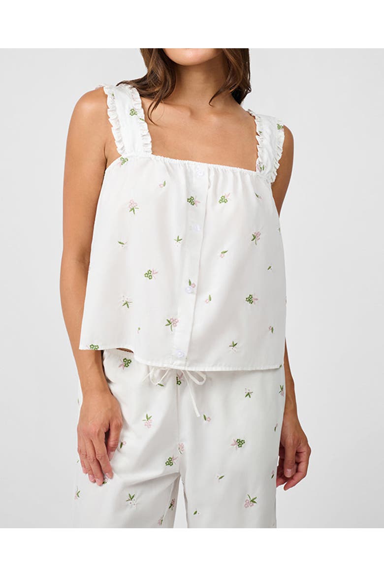 Ruffle Button Front Tank Top, Main, color, IVORY