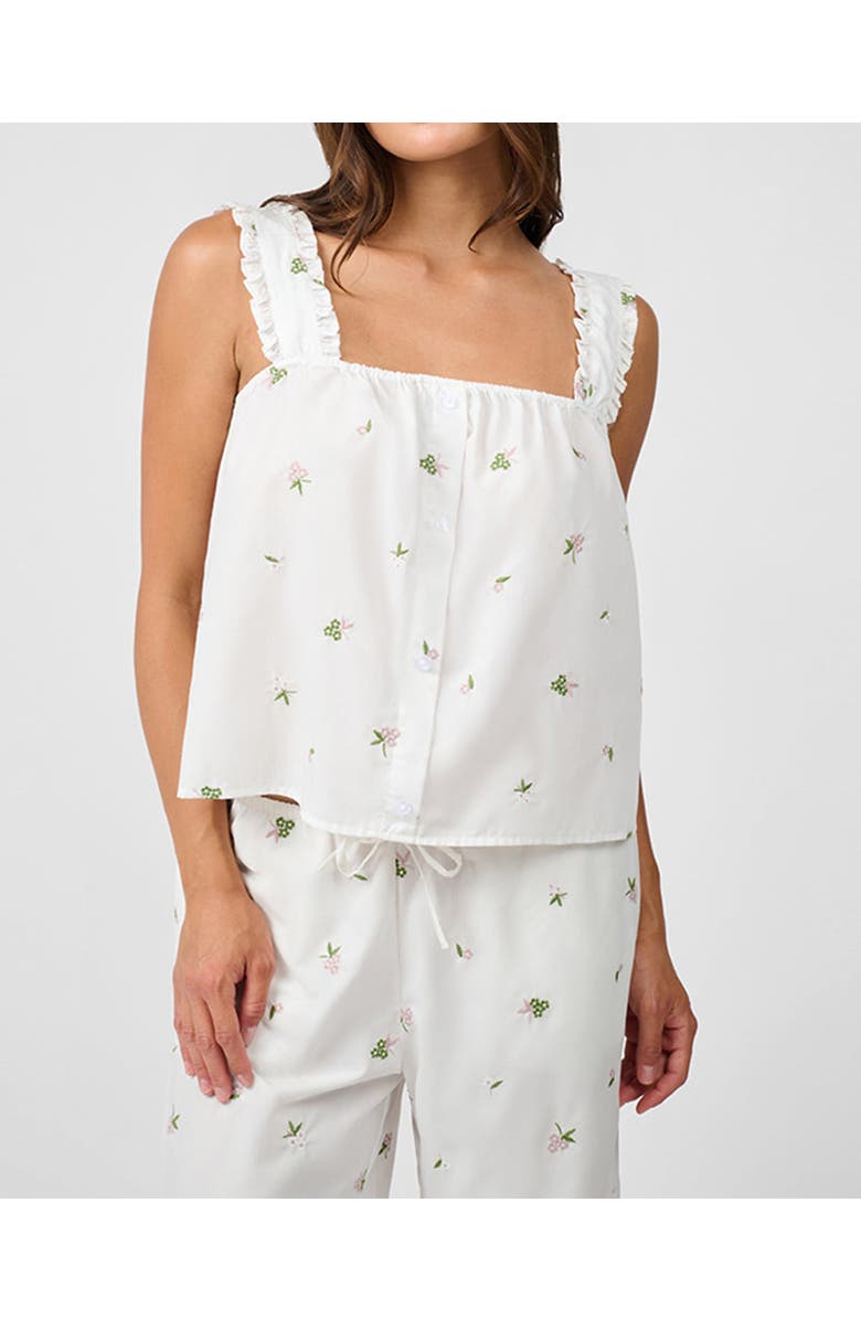 WeWoreWhat Ruffle Button Front Tank Top, Main, color, Ivory