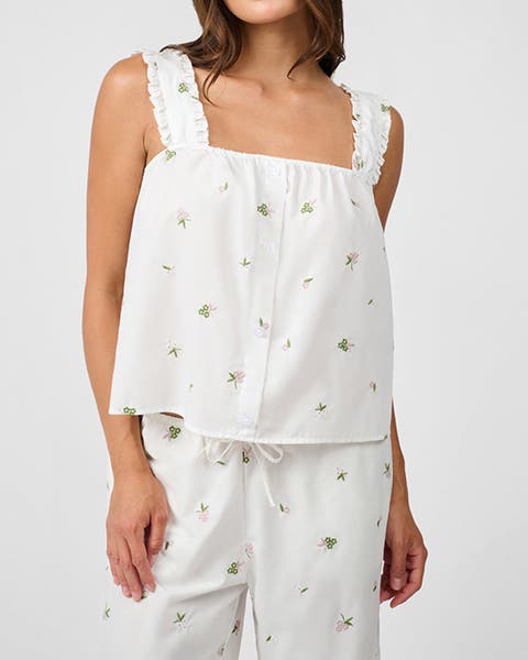 Ruffle Button Front Tank Top