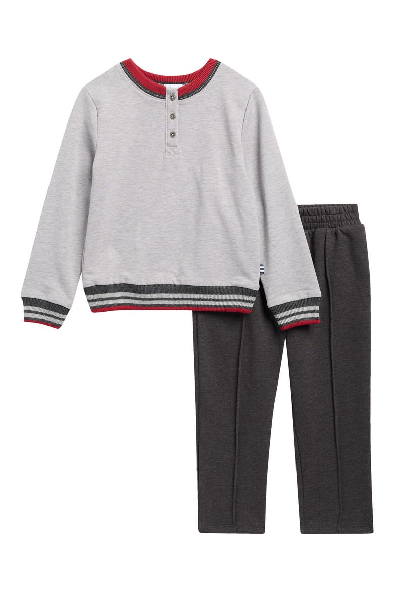 Kids' 2-Piece Sporty Henley & Pants Set, Main, color, HEATHER GREY