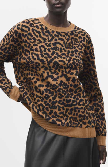 MANGO Leopard Crewneck Sweater