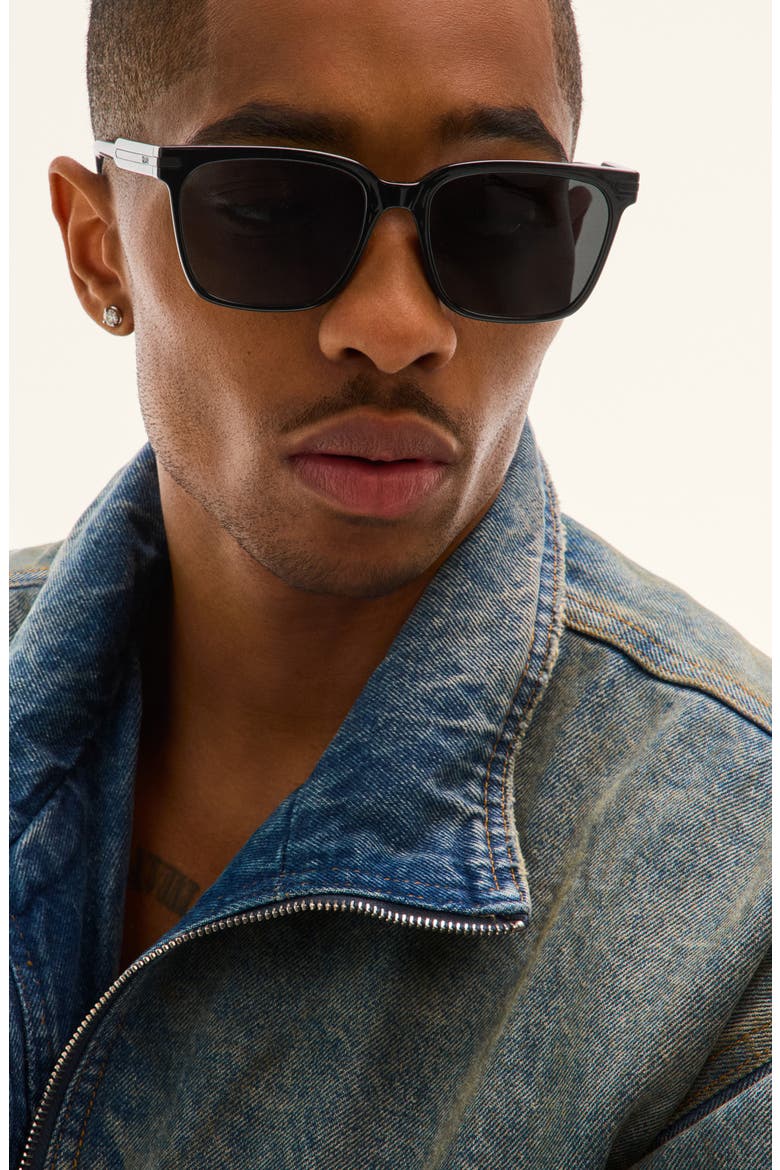 Recap 56mm Polarized Square Sunglasses, Alternate, color, BLACK/ BLACK POLARIZED