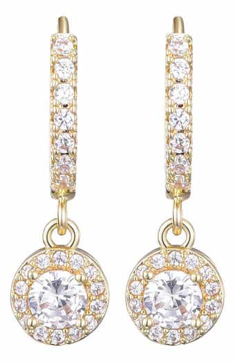 Adornia Cubic Zirconia Halo Drop Huggie Hoop Earrings