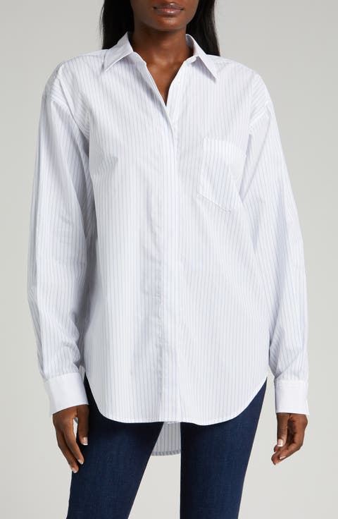 Good Yarn Dye Cotton Poplin Button-Up Shirt (Plus)