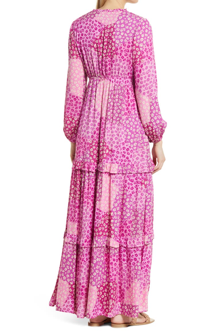 Floral Print Tiered Maxi Dress, Alternate, color, PINK MULTI