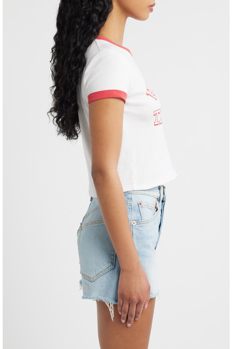 Here for the Tailgate Graphic Ringer Tee, Alternate, color, WHITE/ RED