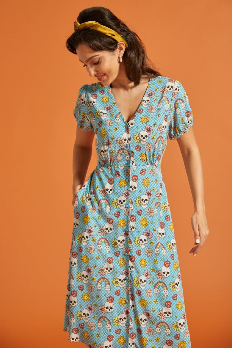 Sundae Stunner Button Front Dress, Alternate, color, Dead Cute