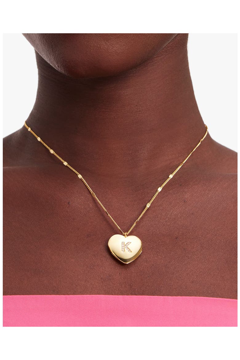crystal initial heart locket necklace, Alternate, color, CLEAR/ GOLD.