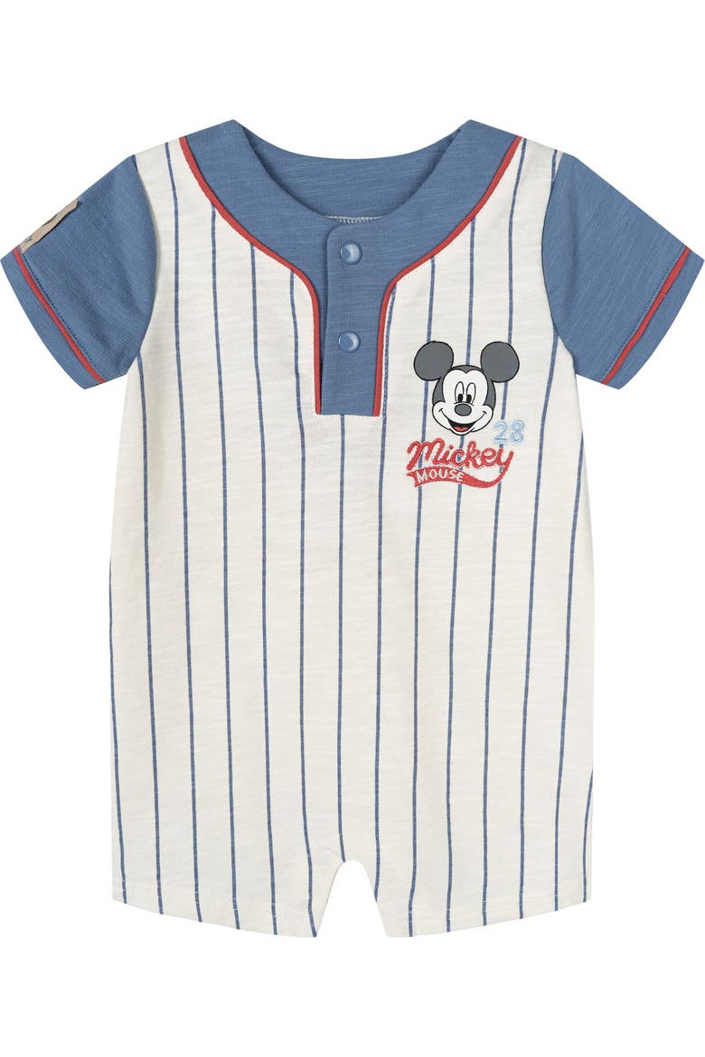 Mickey Mouse Baseball Romper and Hat Set, Alternate, color, Mickey Mouse Blue
