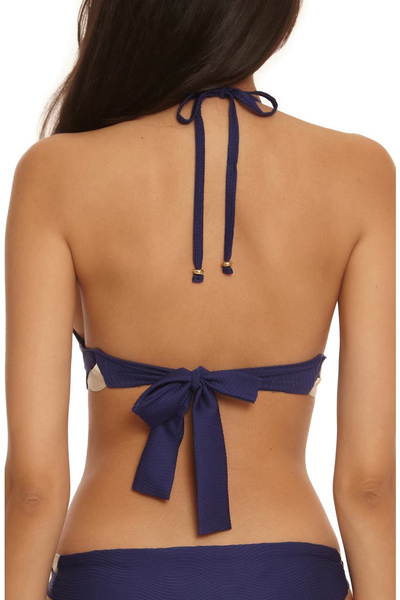 Sailing Wave Halter Bikini Top, Alternate, color, NAVY