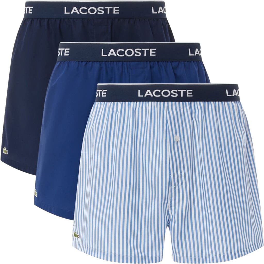 Lacoste Core Graphice Assorted 3-pack Cotton Boxers In Multi