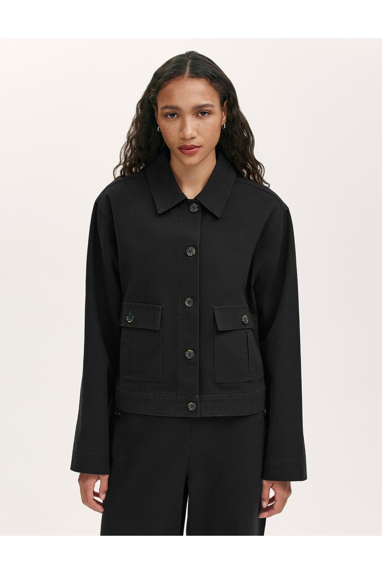 Kelsie Cotton Canvas Button Front Jacket, Main, color, Black