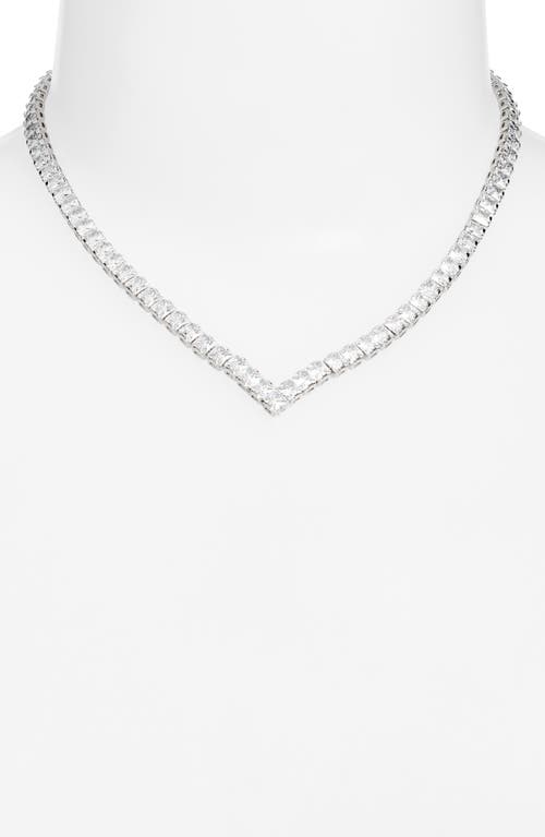 Nordstrom Chevron Cubic Zirconia Tennis Necklace In Metallic