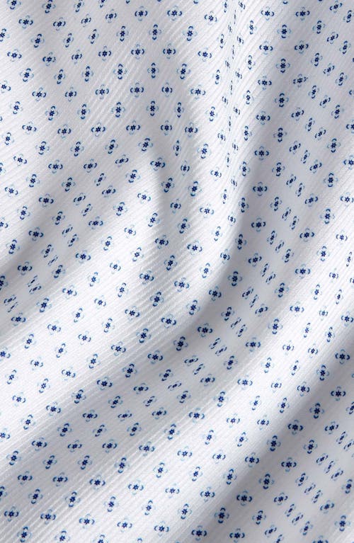 David Donahue Slim Fit Neat Stretch Cotton Dress Shirt In White