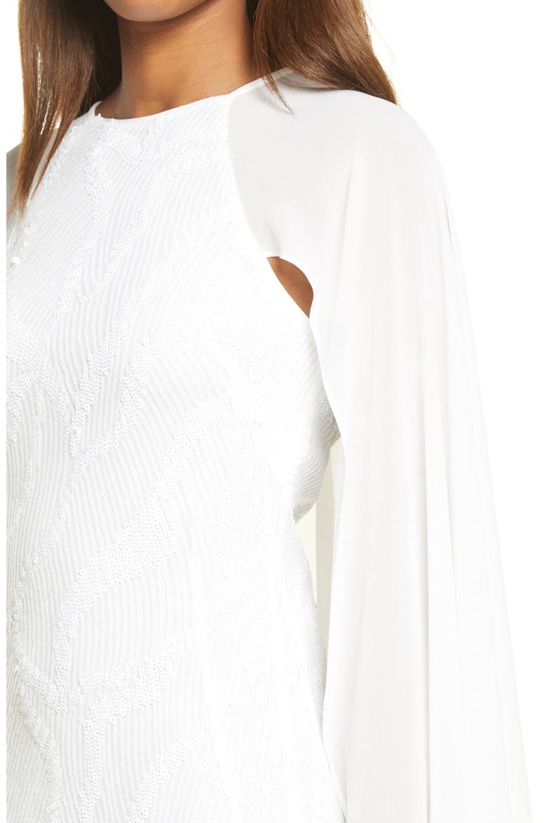 Sequin Cape Minidress, Alternate, color, IVORY