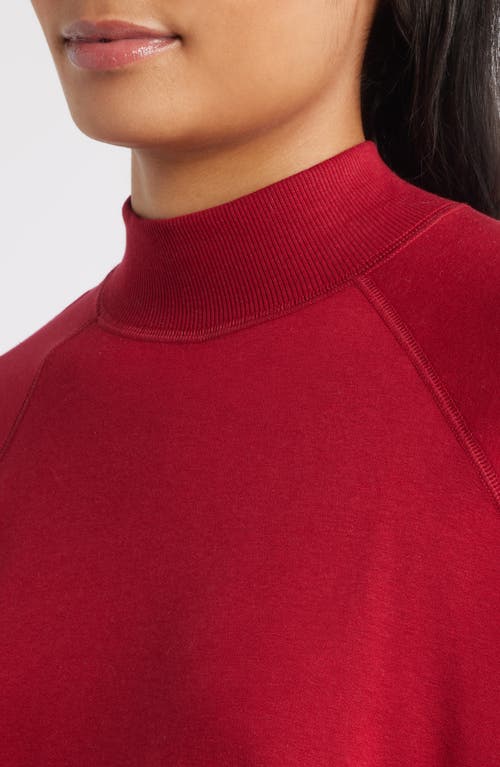 Eileen Fisher Mock Neck Long Sleeve Top In Red