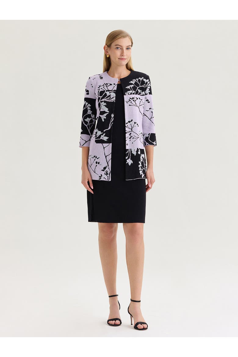 Floral Colorblock Jacquard Knit Jacket, Alternate, color, Hushed Lavender